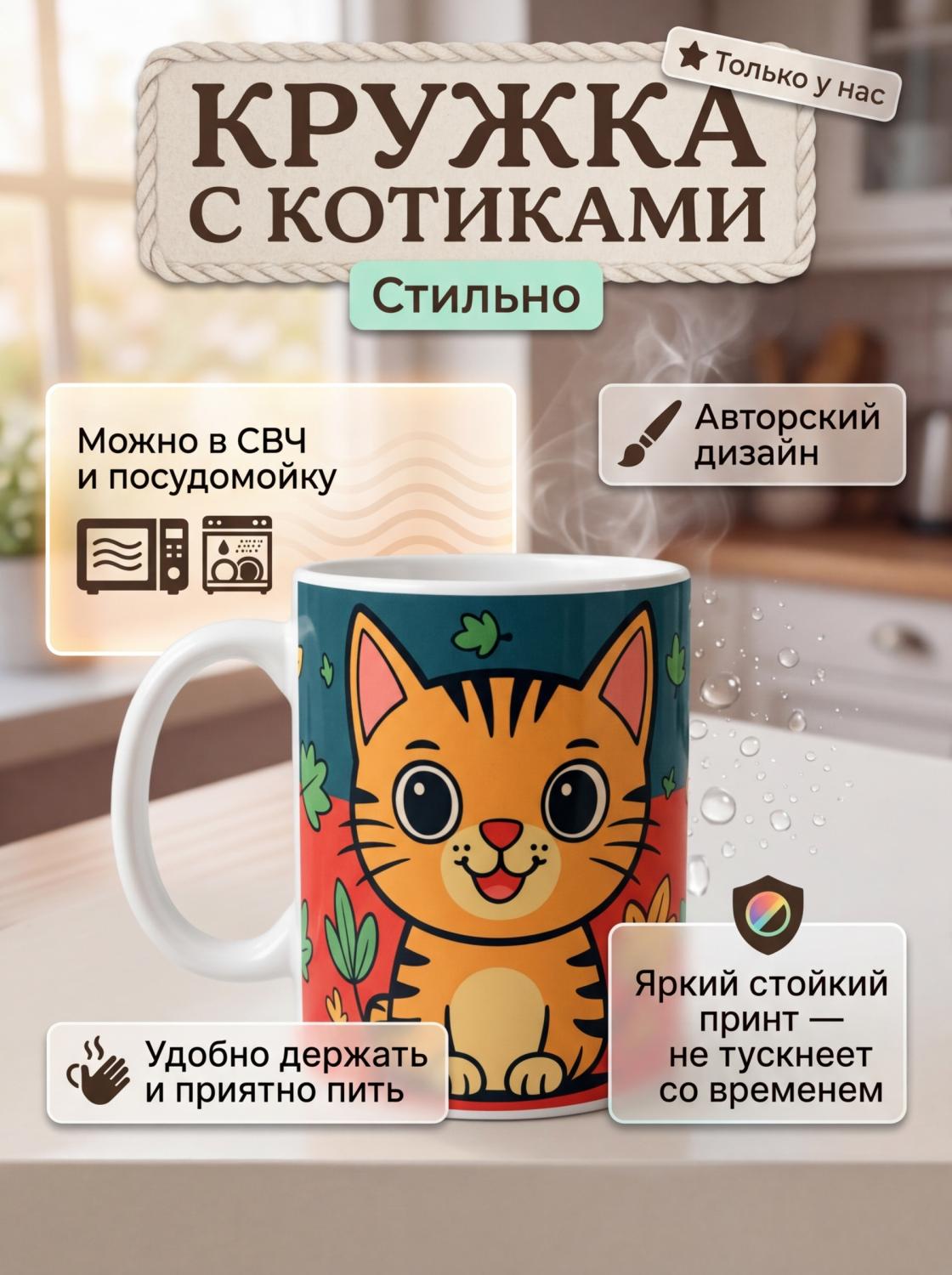 Кружка с принтом котики