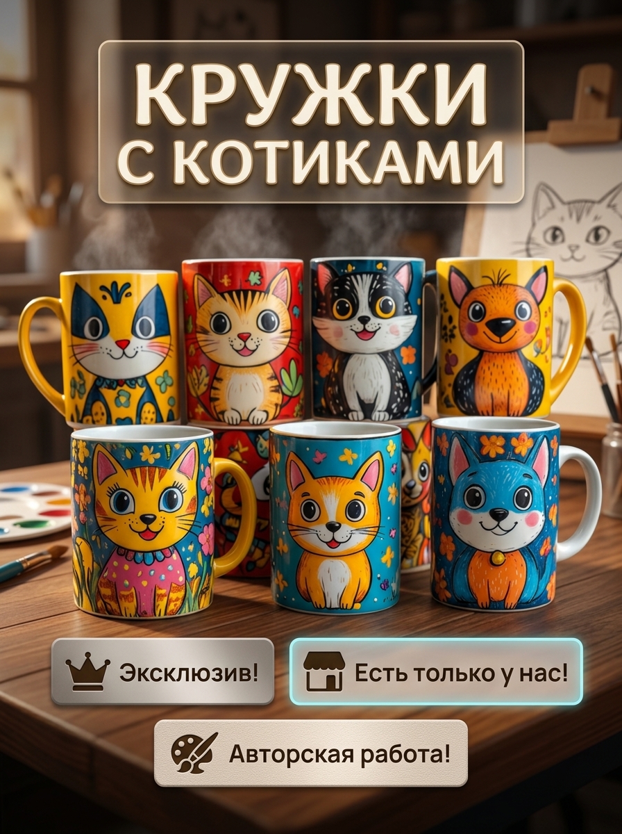 Кружка с принтом котики